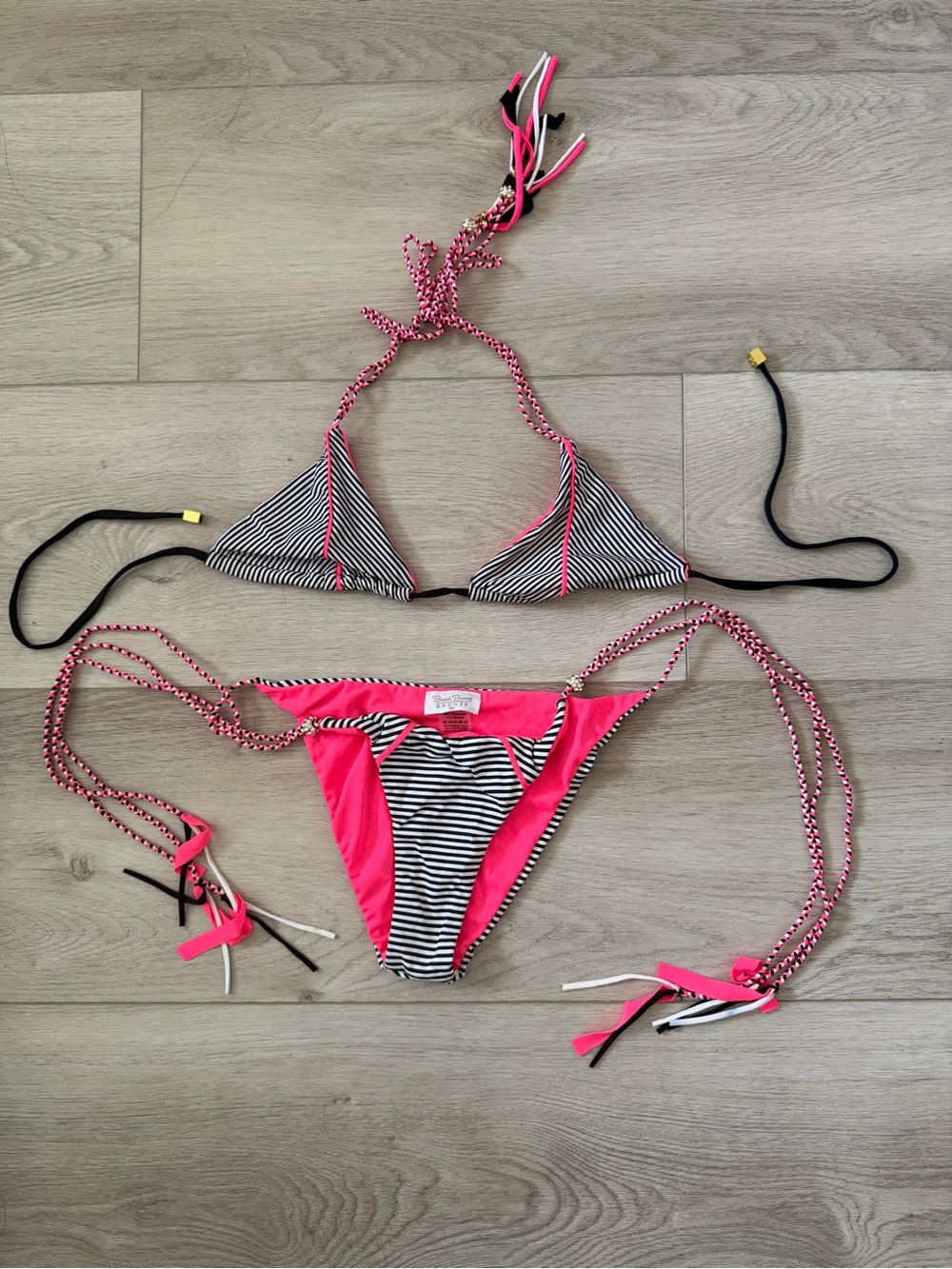 Beach Bunny Bikini with Neon Pink Trim